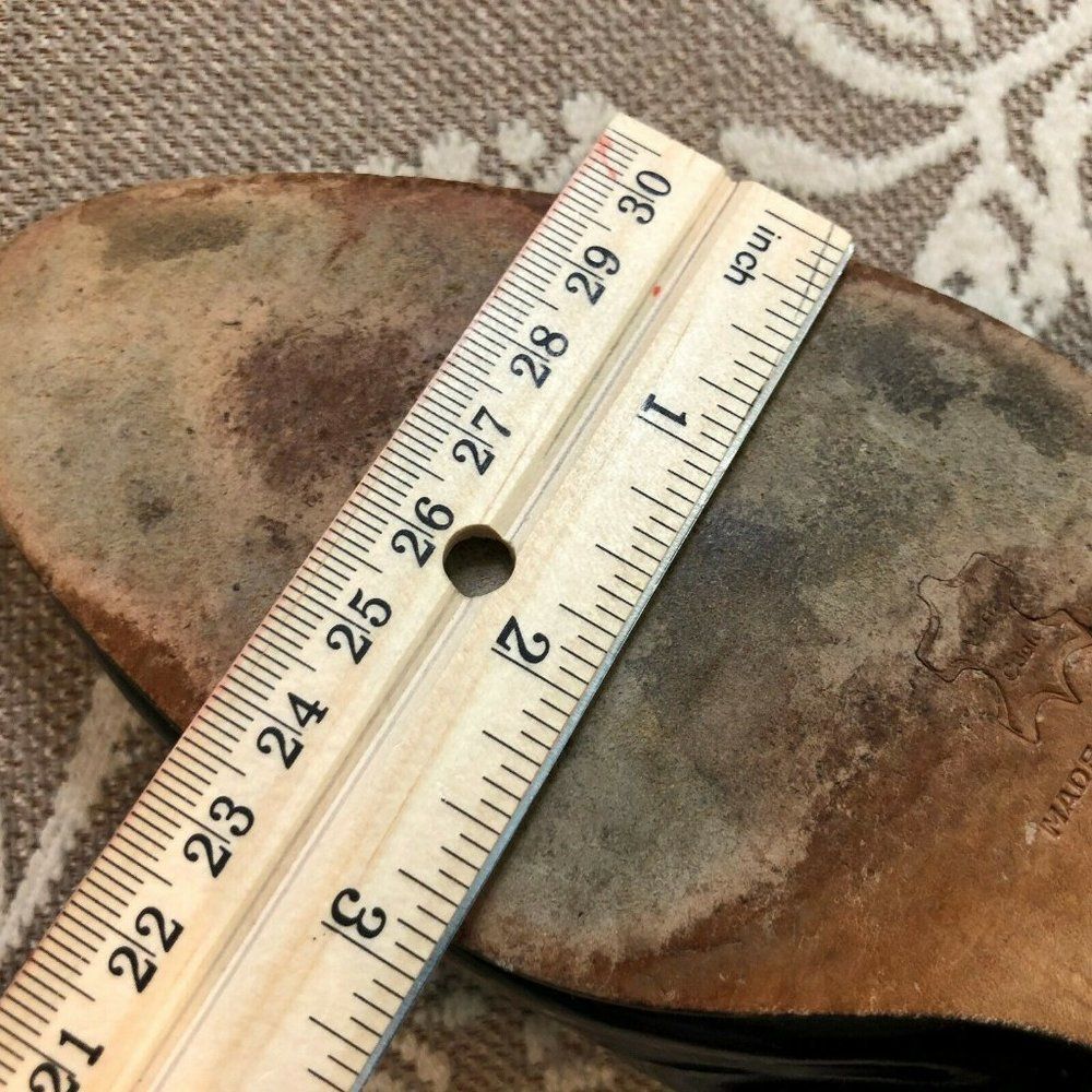 Vintage Oxfords! Black Patent Lace Up W/Green Snakeskin Trim 8.5 Narrow AA - Picture 8 of 9